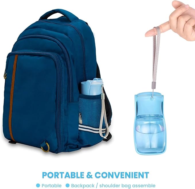 Portable Dog Water Bottle, Foldable Dog Water Bottle Leak Proof Dispenser for Puppy Small Medium Large Dogs, Pet Drink Cup for Walking Hiking Traveling(SkyBlue,12oz)