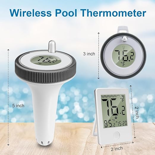 Pool Thermometer Floating Easy Read,Pool Temperature Thermometer Floating | Large Screen Digital Wireless Pool Thermometer Waterproof, Floating Pools Thermometers for Swimming Pools/Fish Tank/Hot Tubs