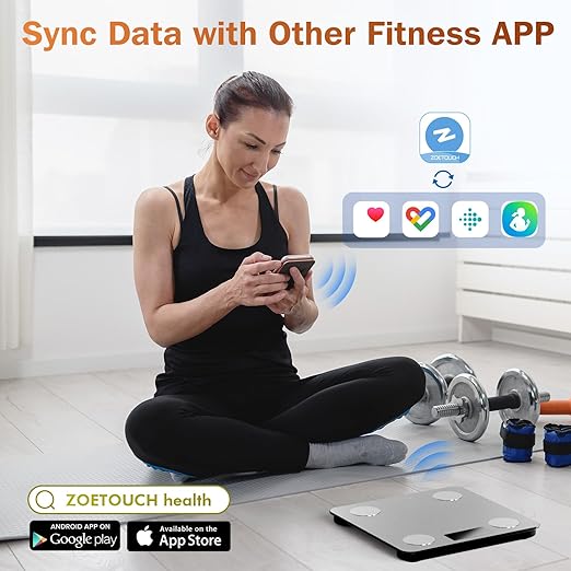ZOETOUCH Smart Bathroom Scale for Body Weight, Digital Weighing Scale with BMI, Body Fat, Muscle Mass, Bluetooth Machine for People, Work with App, 14 Body Composition Analyzer