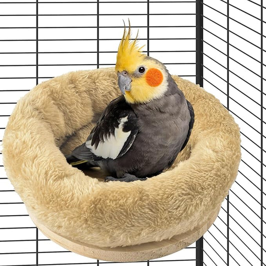 DBNESS Medium Bird Nest for Cage, Removable Plush Parrot Hammock Warm Resting Perch Platform for Budgies Cockatiel Conure Parakeet Hamster Washable Breeding Sleeping Lay Eggs Nesting