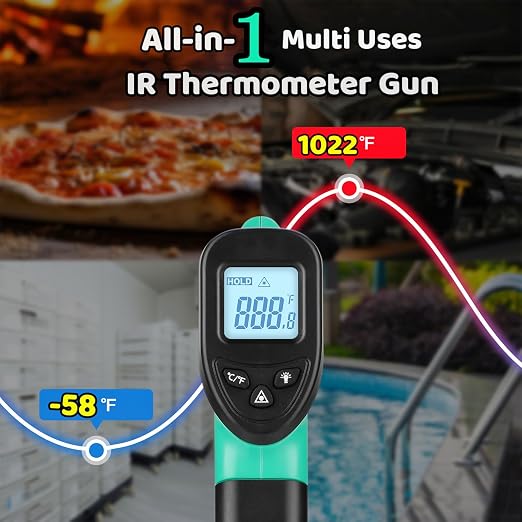 OnniOne Digital Laser Thermometer Temperature Gun for Aquarium Fish Tank | -58℉~1022℉ Infrared IR Thermometer for Gecko Spider Lizard Reptile Thermometer, Forest Terrarium Accessories Gift