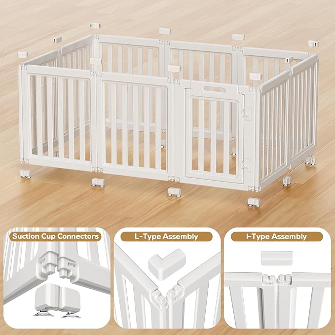 Dog Playpen, Clear Dog Pen, Dog Pen Indoor, Easy to Install and Remove Dog Play Pen, Puppy Playpen Suitable for Dogs, Cats,Dog Playpen Indoor (White, 23.6 inch Height, 10 Panels)