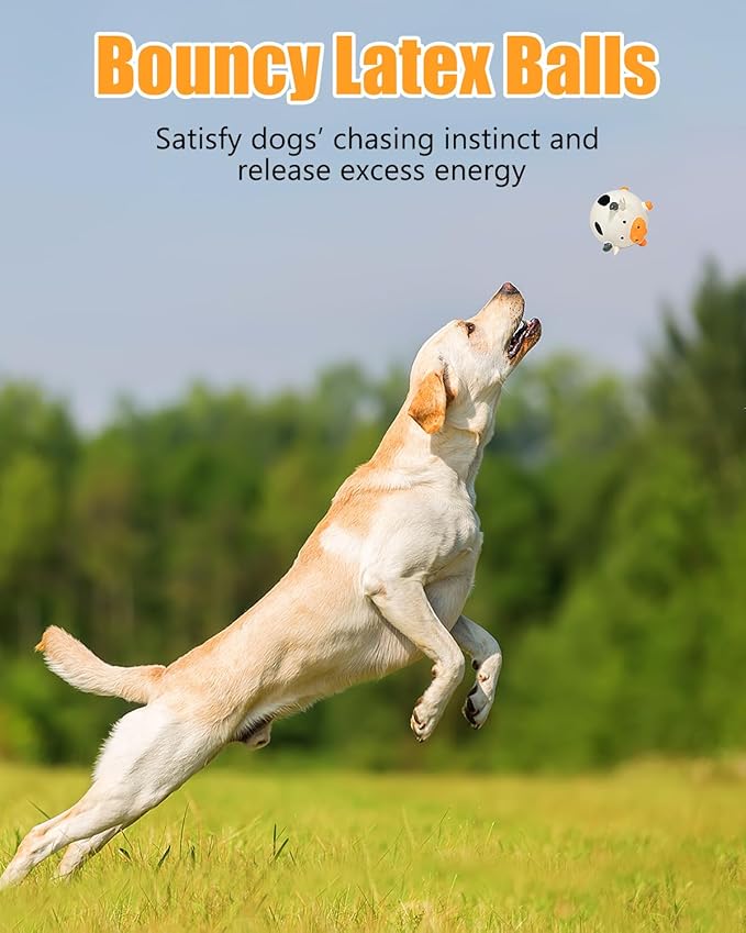 Dog Toys Squeaky, Interactive Latex Rubber Cute Animal Pet Toy Pack Squeak Balls for Puppy Small Medium Breed Dogs