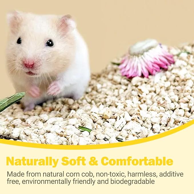 ‌Natural Corn Cob Pet Bedding - 44oz Premium Small Animal Bedding for Hamsters, Birds, Reptiles & More, Absorbent & Odor-Control
