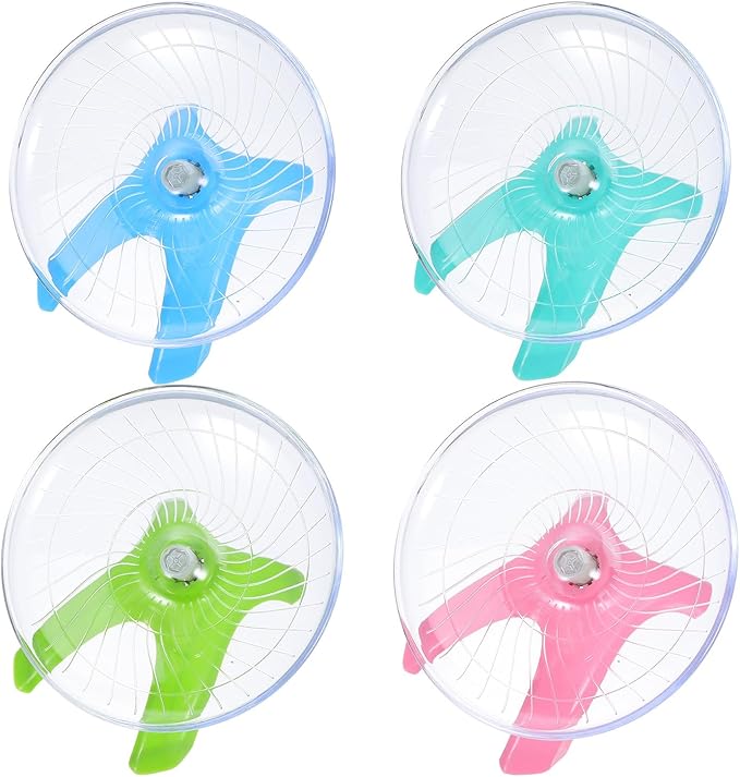 UKCOCO 4pcs Hamster Silent Running Wheels Flying Saucer Exercise for Small Pets Gerbil Mouse Hedgehog Cage Activity