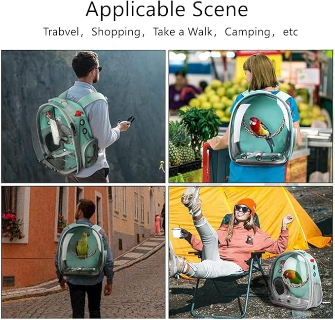 Bird Carrier Cage, Bird Travel Backpack with Stainless Steel Tray and Standing Perch