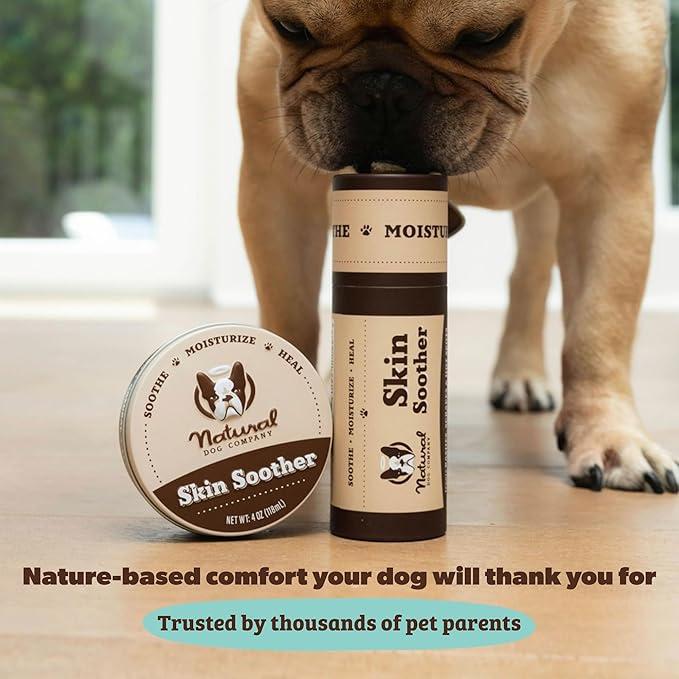 Natural Dog Company Skin Soother Balm, Protects from Hot Spots, Itching and Irritation Relief, Allergy Dog Lotion, Dog Moisturizer & Rash Cream with Coconut Oil & Vitamin E for Pets, 4 oz Tin