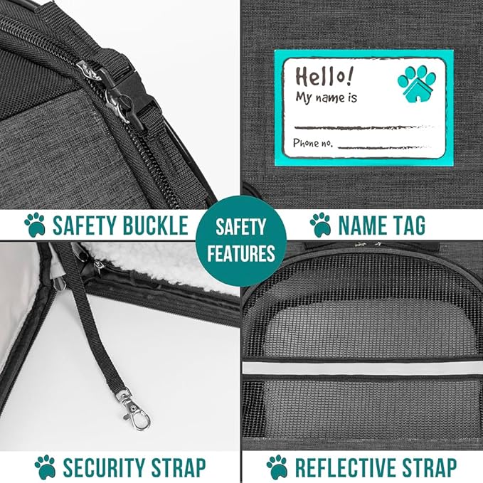 PetAmi Expandable Dog Backpack Carrier for Cats & Pets, Breathable Cat Carrier Backpack with Top Window & Multi-Entry, Ventilated Foldable Travel Carrier for Small Medium Pets up to 18 lbs, Dark Gray