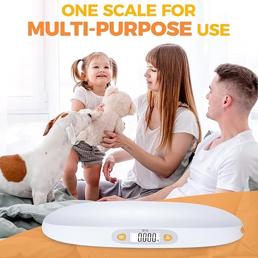 TIPRE Baby Scale for Weighing, 55 lb/0.01 lb Digital Infant Scale for Weighted Feeds with Height Measuring Tape Weight Comparison Hold Function, Pet Scale for Cats/Dogs, LCD Display, Large Platform