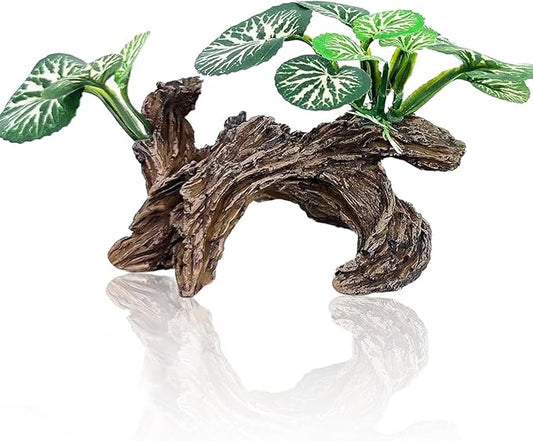 Fish Tank Decorations, Artificial Driftwood with Plants Aquarium Decor Ornaments for Betta Fish Hideout, Natural Aquarium Decoration Adds Color and Shelter