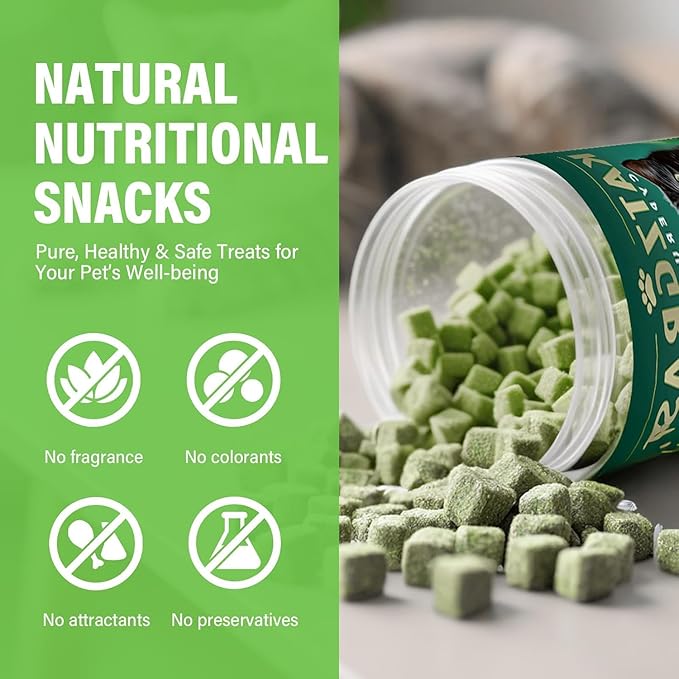 Cat Grass Treats for Indoor Cats | Salmon & Catnip Dental Snacks | Hairball Control & Teeth Cleaning | Freeze-Dried Training Rewards