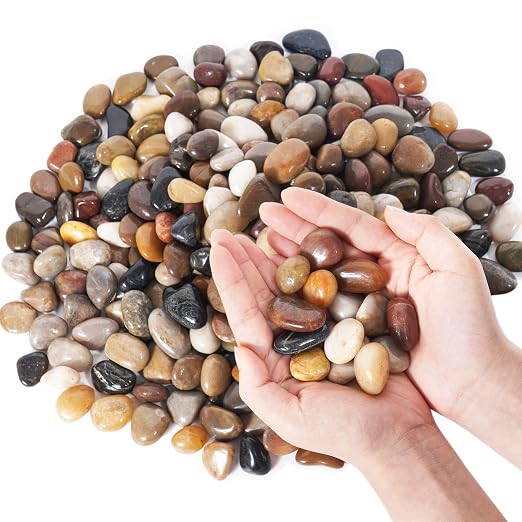 GreatBuddy 30-lb Mixed Color River Rocks, 1-1 3/4 Inches Large Decorative Pebbles for Garden Landscaping Outdoor, Polished Plant Stones for Indoor Potted Plants, Aquarium Substrate and Vases