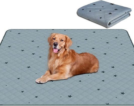 RIOUSSI Washable Pee Pads for Dogs, Reusable, Absorbent, Leakproof, Non Slip Pet Puppy Pads for Potty Training. Gray Stars, 72x72 Inch(1pack)