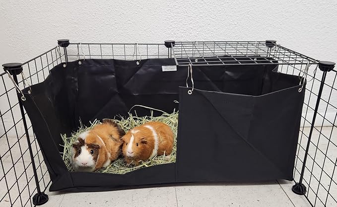 Hayzee Original Guinea Pig Hay Holder Feeder Litter Box Less Mess Encourages Natural Burrowing Instincts and Provides Ample Supply of Hay to Guinea Pigs and Rabbits (Black, 27" with Front)