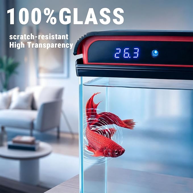 20 Gallon Glass Fish Tank, Betta Smart Aquarium Kit, Large Aquarium Starter Kits Self Cleaning with 3 Types of LED Lights and Filter Water Pump, Water Temperature Detection Ultra Quiet Gift for Kid