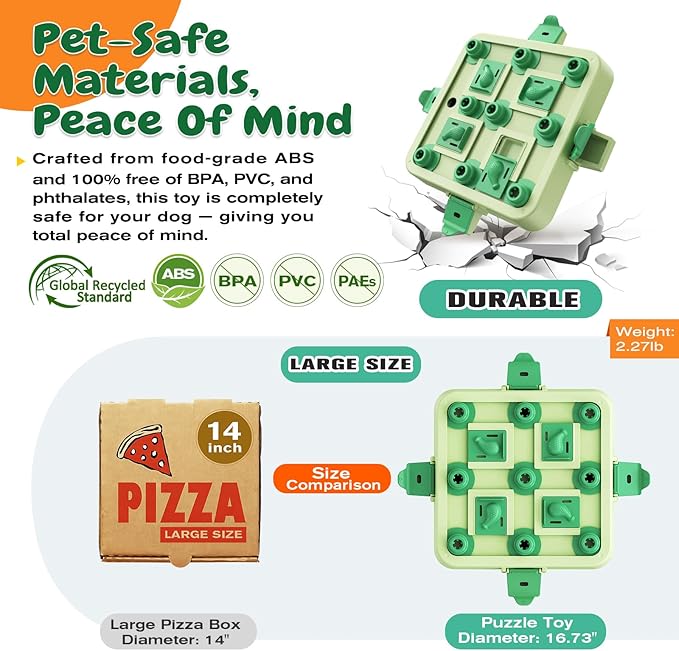 KADTC Dog Chess Puzzle Toy, Large Size, 3 Levels of Step-by-Step Challenge, Beginner to Advanced Slow Feeder & Mental Stimulation for Smart Dogs Enrichment Toys