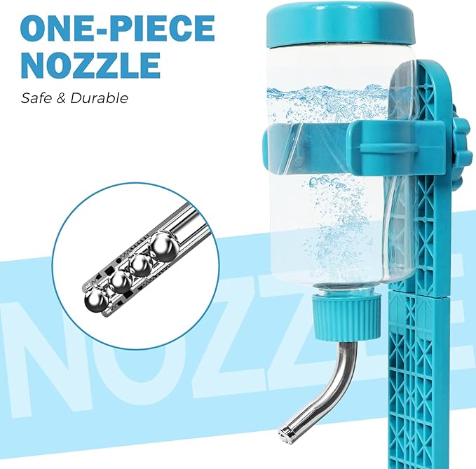 VANNON Pet Standing Water Dispenser Top Fill Dog Water Bottle Dispenser with Stand Leakproof Pet Slow Water Bottle for Small Animals, 13oz, BPA Free, Adjustable Height, Blue