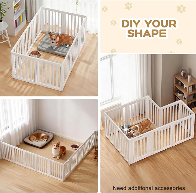 Dog Playpen, Clear Dog Pen, Dog Pen Indoor, Easy to Install and Remove Dog Play Pen, Puppy Playpen Suitable for Dogs, Cats,Dog Playpen Indoor (White, 23.6 inch Height, 10 Panels)