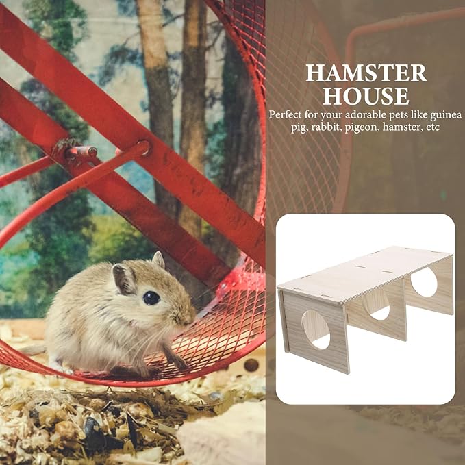 Gadpiparty Wooden Hamster Habitat with Two Rooms, Wood Cabin and Hideout for Guinea Pigs, Mice, Rats, and Small Pets – Toy for Play and Rest
