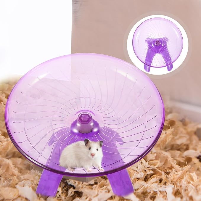 Ipetboom Hamster Wheel Chinchilla Running Saucer Silent Gerbils Wheel Purple Flying Saucer
