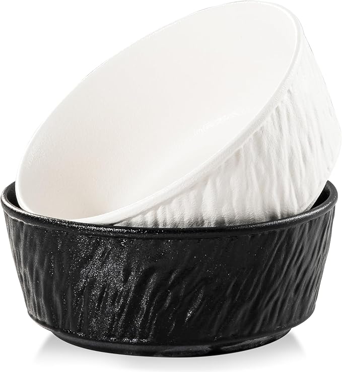 6 Inch Ceramic Bowls Set of 2-28 oz Soup Bowls,Dishwasher & Microwave Safe Bowls in Black & White,Cereal Bowls for Oatmeal,Salad, Rice,Ramen,Pasta,Yogurt,Fruit