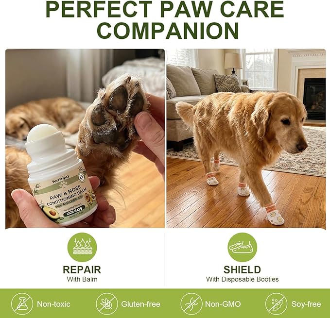 Paw and Nose Balm Stick for Dogs Cats Horse Lick-Safe Roll-On | Natural Moisturizer with Avocado Oil and Vitamin B5 | Paw Protector for Hot Pavement & Ice Melt 30ml