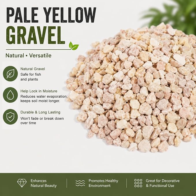 36 LBS Natural Gravel for Fish Tank, StoneCreek Betta Fish Aquarium Gravel, Vase Filler, River Rocks, Fish Tank Decorations, Perfect for Aquarium Decor, Fish Tank, Indoor Plant, Pale Yellow
