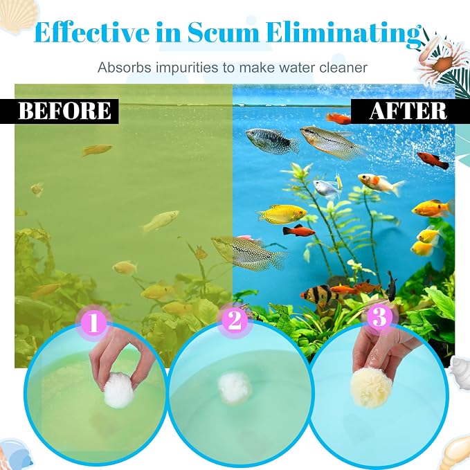Zubebe 12.3 lbs Pool Filter Media Balls Fiber Filter Media for Swimming Pool Sand Filters and Bath Center Bathtubs Spas Aquarium Grime Cleaning Scum (White)