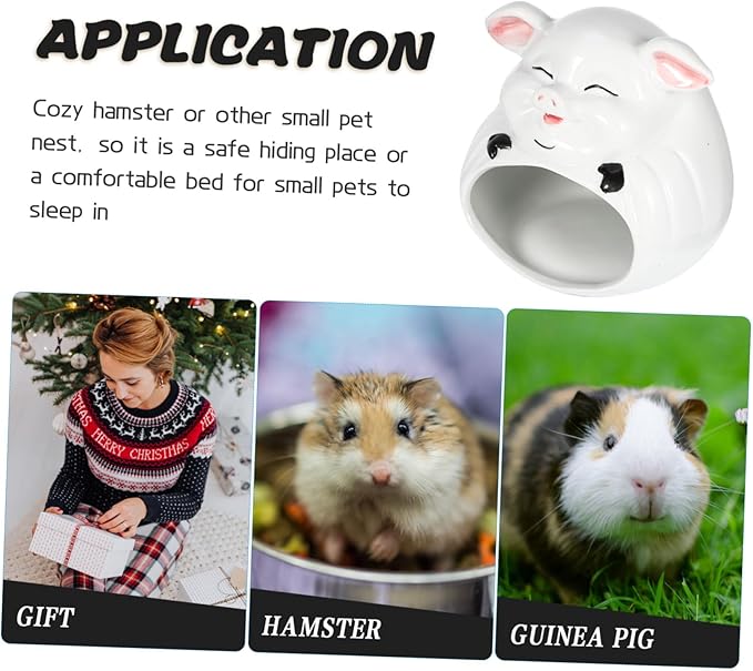 Small Pet Ceramic Hamster Hideout House Wear-Resistant Guinea Pig Resting Bed Safe Cool Animal Nest for Hamsters Chinchillas and Small Pets Comfortable Soothing Hideaway