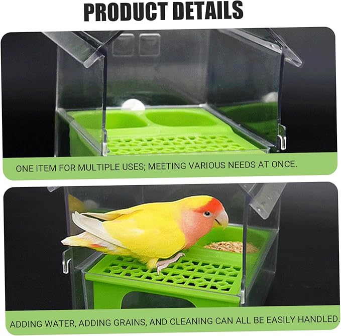 Pull-Out No Mess Bird Feeder for Cage, 3-in-1 Transparent Bird Feeder Squirrel Proof Birdfeeder and Waterer for Parrots Garden Fence
