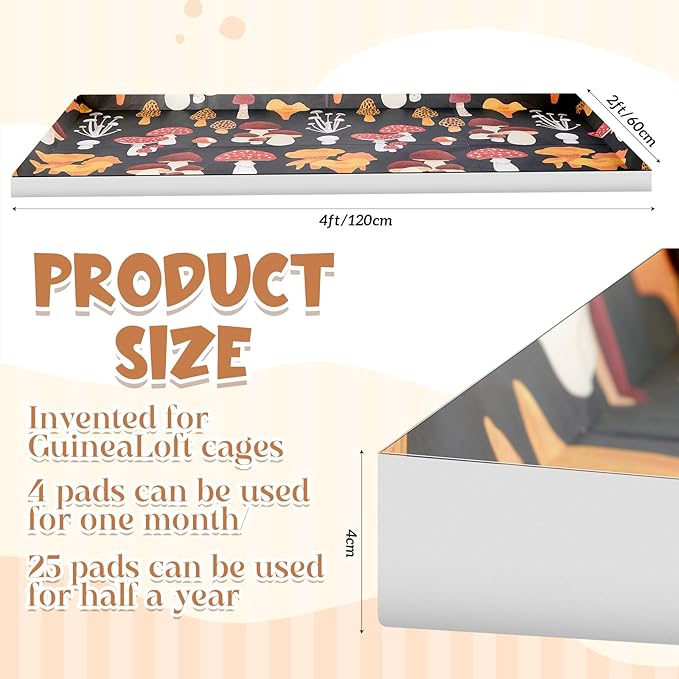 Ripeng 25 Pcs Disposable Bottom Guinea Pig Cage Liner, 4 x 2 ft Kraft Paper Guinea Cage Liner, Thick Reusable Waterproof Pee Pads for Rabbits Bunny Hamster Chinchesillas Hedgehog Ferrets
