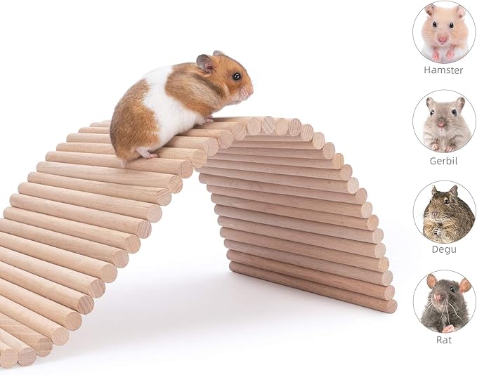 Niteangel Hamster Climbing Ladder Wooden Suspension Bridge for Guinea Pigs Rats Hedgehog Gerbils Mouse Sugar Glider and Other Small Animals (Large)