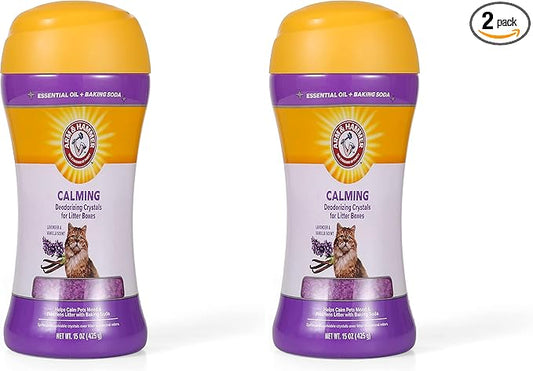 Arm & Hammer Cat Litter Deodorizing Crystals with Baking Soda, Odor Neutralizer, Dissolving Litter Box Deodorizer for Cat Litter Odor Control, Lavender and Vanilla Scent, 15 Oz - 2 Pack