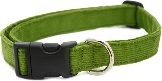 Hemp Corduroy Dog Collar - No Pattern (1" Extra Large, Avocado)
