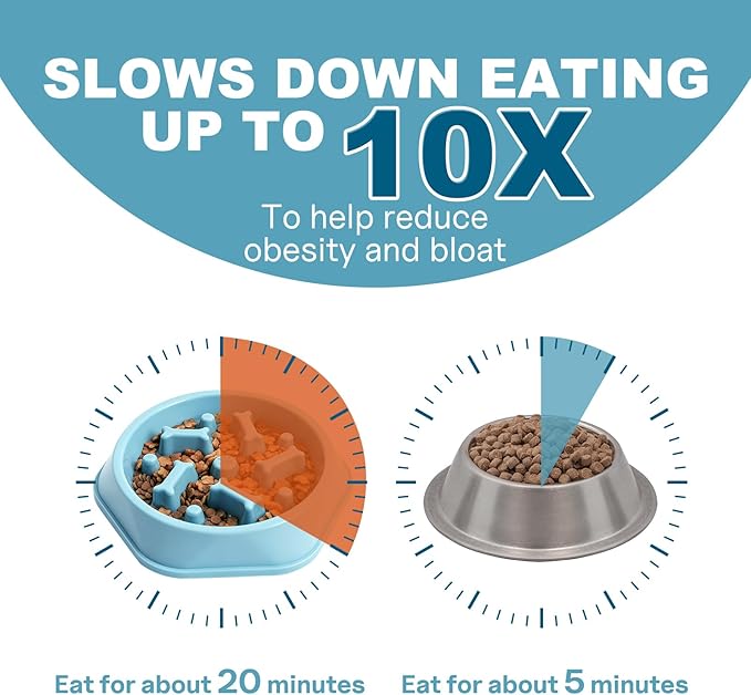 Slow Feeder Dog Bowls Anti Gulping Reduces Gastric Burden Prevents Bloat and Digestive Issues Safe Durable Material Easy to Clean Puppy Slow Feeder Bowl for Healthy Eating Excess Energy Management