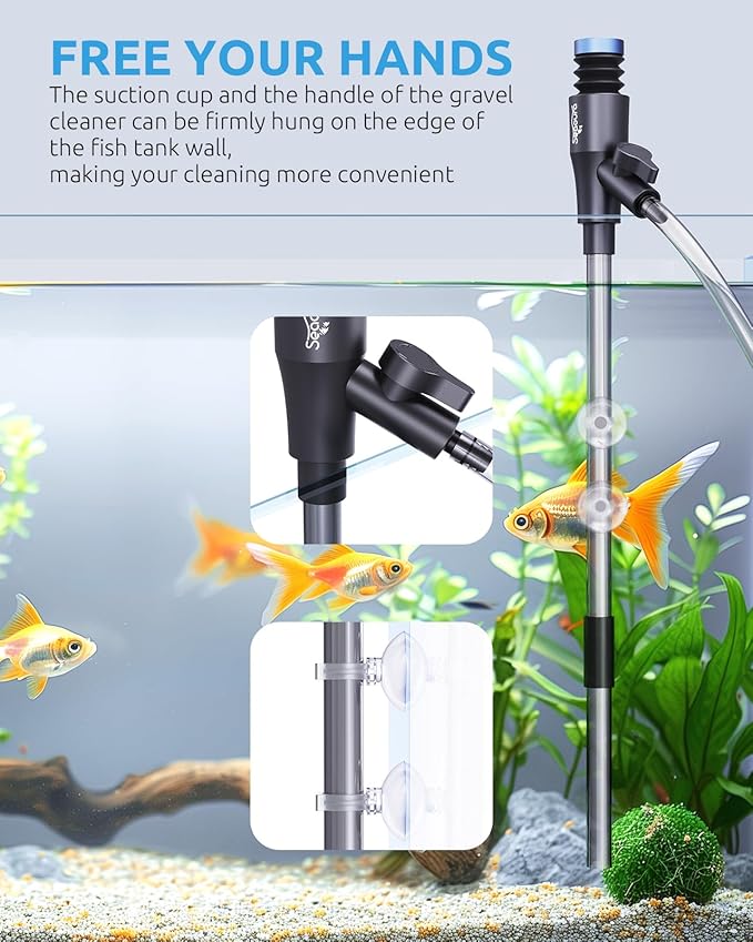Gravel Vacuum for Aquarium, Fish Tank Cleaner Kit Mini Manual Tank Vacuum, Fishtank Cleaner Tools, Small Aquariums Water Changer, Adjustable Siphon Pump Use for Fish Turtle Cleaning Manure Wash Sand