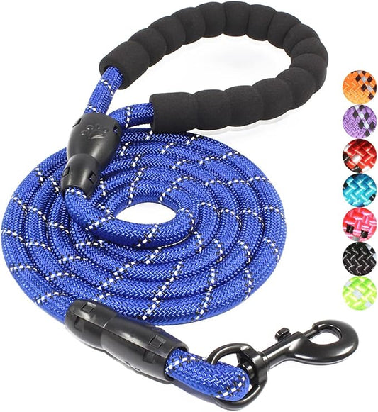 BAAPET 2/4/5/6 FT Dog Leash with Comfortable Padded Handle and Highly Reflective Threads for Small Medium and Large Dogs (5FT-1/2'', Navy Blue)