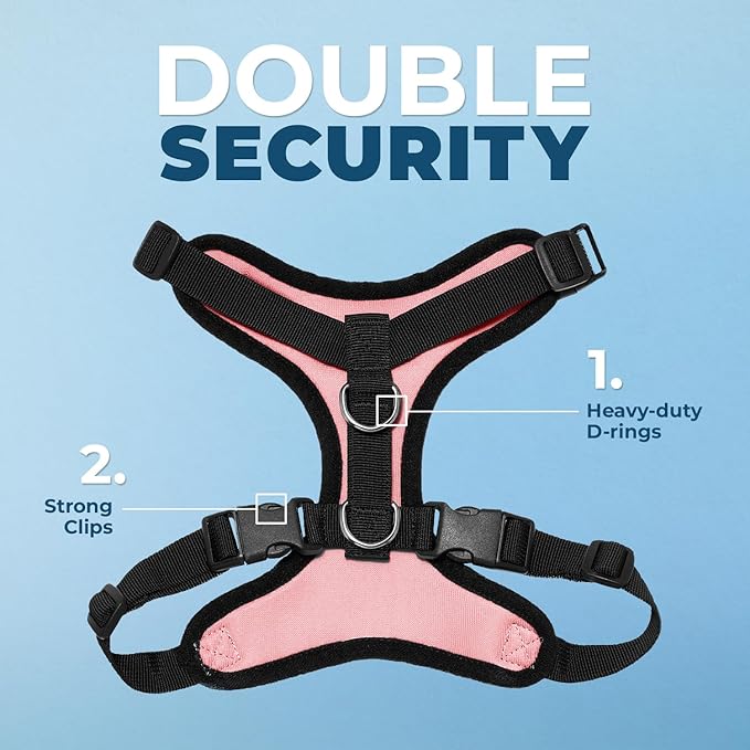 Voyager Step-in Pet Harness - All Weather Mesh, Adjustable Step in Harness for Cats and Dogs by Best Pet Supplies - Pink/Black Trim, S