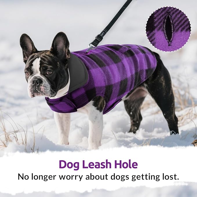 ASENKU Dog Jacket Plaid Reversible Reversible Dog Vest Waterproof Cold Winter Clothes Pet Apparel for Small Medium Large Dogs (XS, Purple)