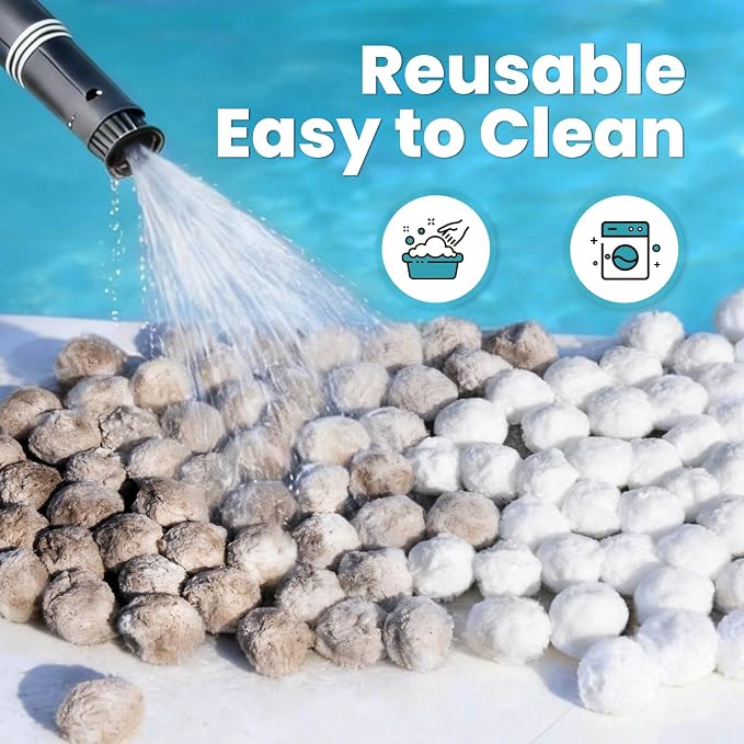 5.5 lbs Pool Filter Balls for Sand Filter, Replaces 180 lbs Sand | Reusable White Filter Balls for Swimming Pools, Lightweight Pool Filter Sand Replacement, Efficient Sand Filter Ball