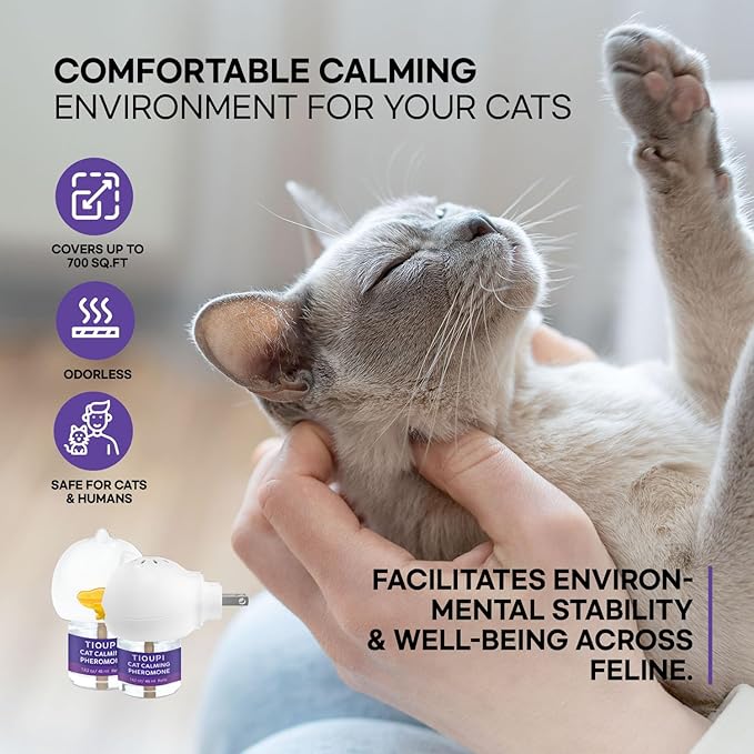 Premium Cat Pheromones Calming Diffuser - Relaxing Stress & Anxiety Relief for Cats, Multi Cat Homes, 2 Pack