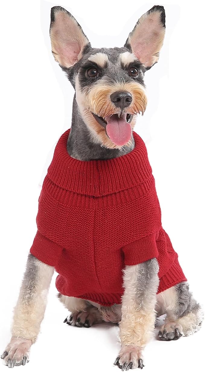 Small Dog Sweater, Soft Breathable Knit Pet Clothes for Spring Transition, Lightweight Puppy Outfit for Chihuahua, Yorkie, Pug; Stylish Red Doggy Apparel for Morning Walks (Red, M)