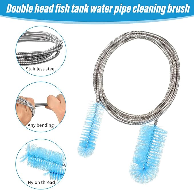 13mm Aquarium Glass Lily Pipe Kit - Inflow & Outflow Set with Cleaning Brush & Suction Cups for 1/2" & 3/4" ID (12/16mm) Tubing (13mm)