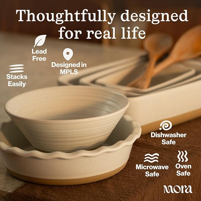 MORA Ceramic Ramen Bowl Set of 2, 45oz - Great for Pho, Miso Udon Soup, Instant Noodles, Serving, Thai or Asian Food - Microwave Safe Large Japanese Noodle Bowls, Modern Kitchen - Thyme