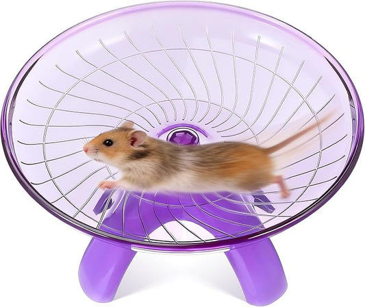 Balacoo Silent Hamster Flying Saucer Exercise Wheel, Violet Chinchilla Running Wheel for Gerbils, Hedgehogs, Small Pets, Quiet Plastic Spinner for Cage Use