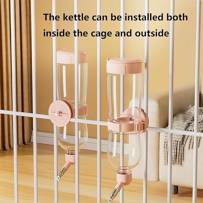 17oz/500ml Guinea Pig Water Bottle No Drip, Easy Top Fill Small Animal Water Dispenser, Leak Proof Pet Drinker Keeps Cages Dry for Rabbit, Chinchilla, Hamster, Pink