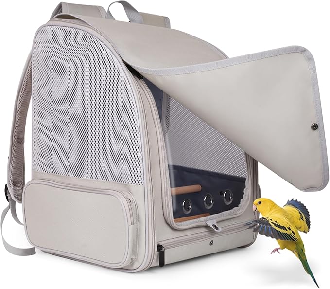 halinfer Front Zipper Opening Bird Carrier Backpack and Clamp Cups