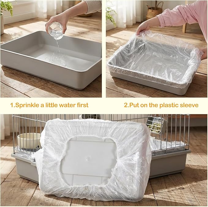 COMNICO Disposable Small Animals Cage Liners, 100 Pcs Rabbit Guinea Pig Cage Liner Bags Universal Plastic Film for Bunny Bird Hedgehog Chinchilla Essentials Indoor