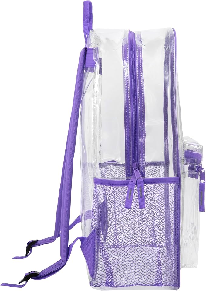 Trail maker Clear Backpack Heavy Duty with Padded Straps, Side Pockets for Kids, Boys, Girls, School, Stadium Approved Events