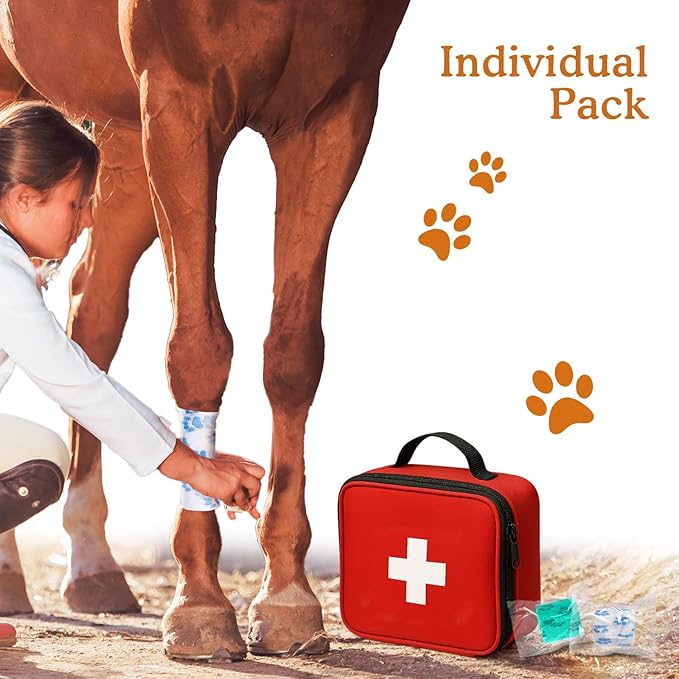 Self-Adhesive Vet Bandage Wrap, First Aid Medical Tape for Wrists Ankles Fingers, Great for Sports & Daily Activities, Individually Wrapped, 2 Inch, 6 Rolls, Azure Tides